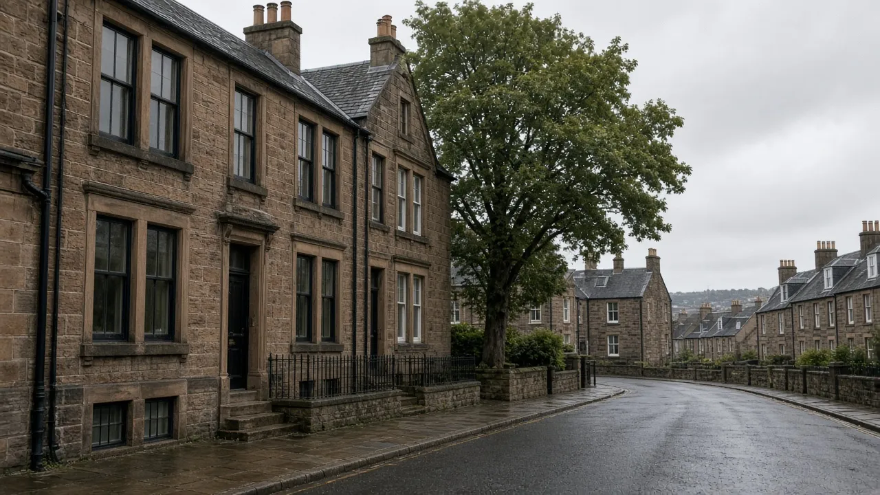 Town street in Falkirk, Scotland