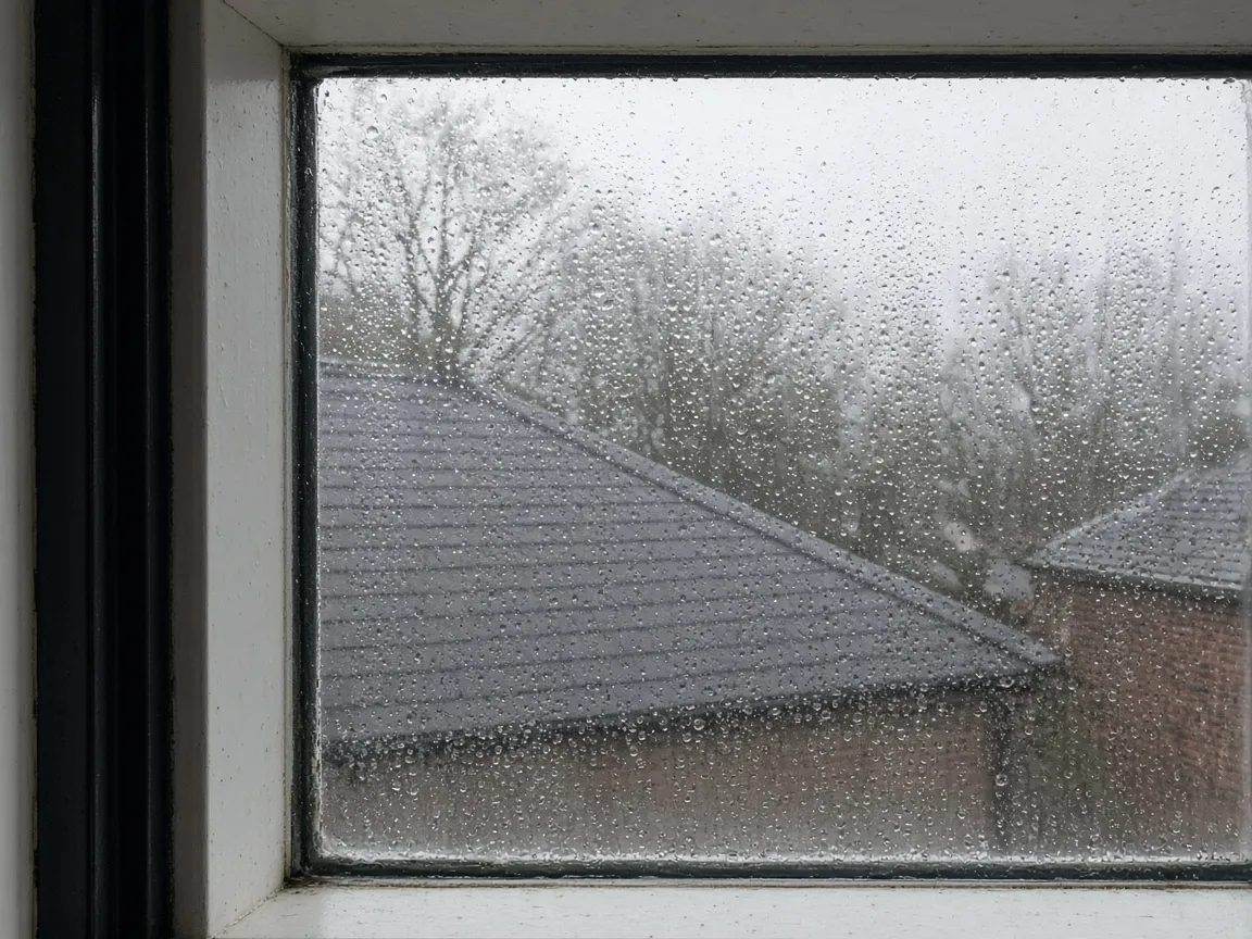 Window in damp weather in Falkirk, Scotland